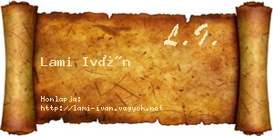 Lami Iván névjegykártya